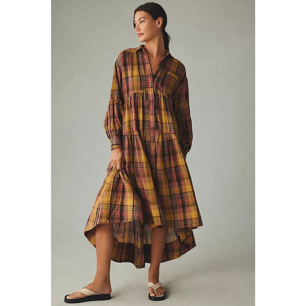NWT Anthropologie Pilcro Long Sleeve Tiered High Low Dress Oversize Plus Size 2X - Picture 1 of 16